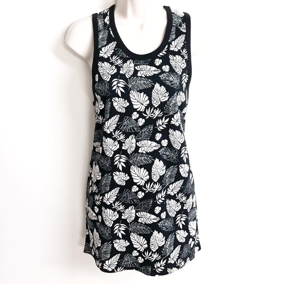 🆕 Mossimo leaf floral long tank top small scoop neck - Picture 3 of 10